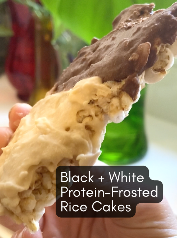 Black + White Protein Frosted Rice Cakes | Uplift Florae Yummy Stuff blog